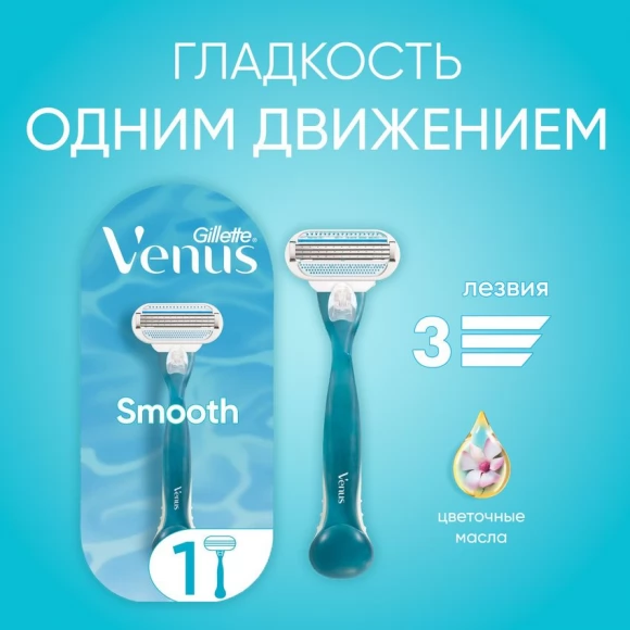 Женская бритва Gillette Venus + 1 кассета+Гель для бритья Satin Care для женщин для чувствительной кожи Aloe Vera, 75 мл