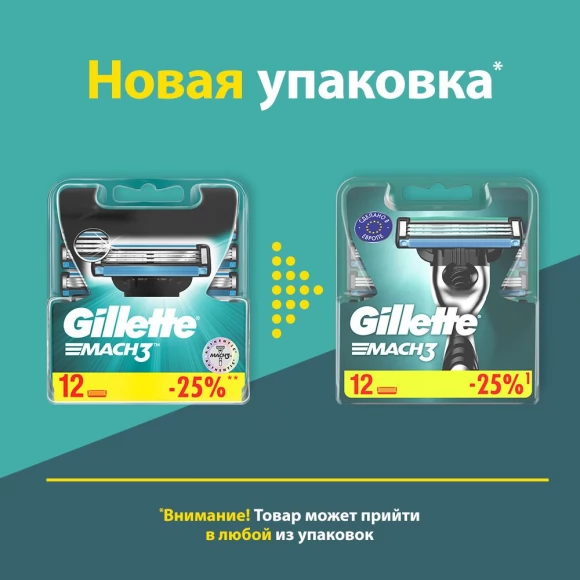 Сменные кассеты для бритья Gillette Mach3, 12 шт