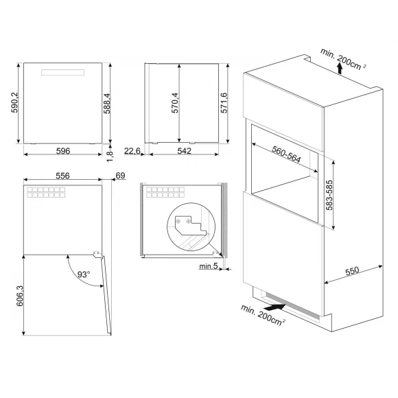 Винный шкаф встраиваемый SMEG CVI129G стекло Neptune Grey