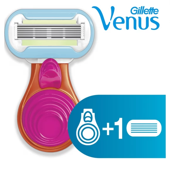 Подарочный набор с женской бритвой Gillette Venus Snap Embrace + 2 сменные кассеты + косметичка + расческа