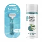 Женская бритва Gillette Venus + 1 кассета+Гель для бритья Satin Care для женщин для чувствительной кожи Aloe Vera, 75 мл