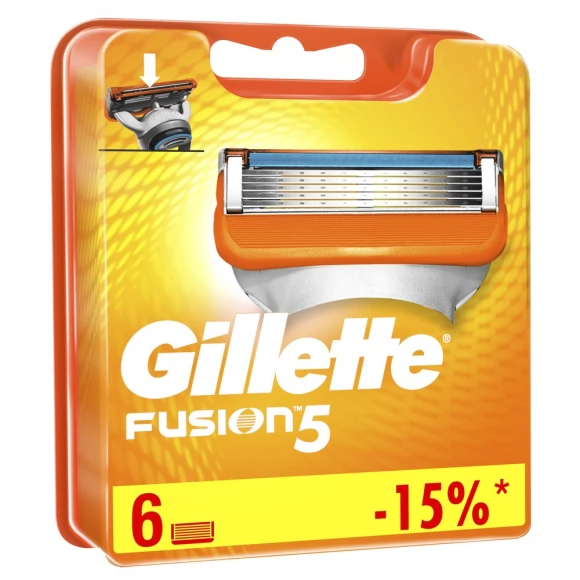 Годовой запас сменных кассет для бритья Gillette Fusion5, 6+6 (12 шт)