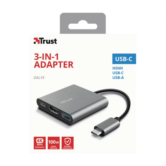 Адаптер 23772 Trust Dalyx 3-в-1 Multiport USB-C