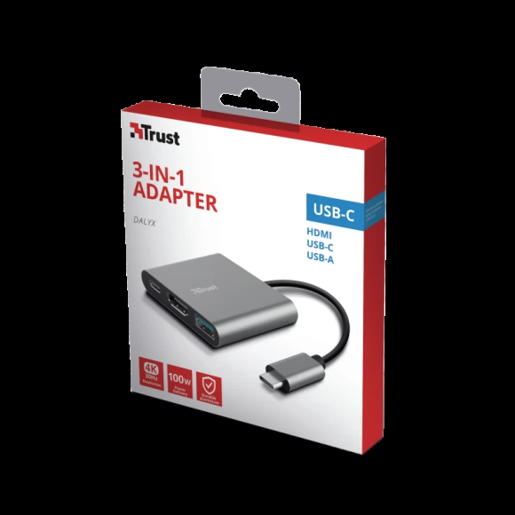 Адаптер 23772 Trust Dalyx 3-в-1 Multiport USB-C