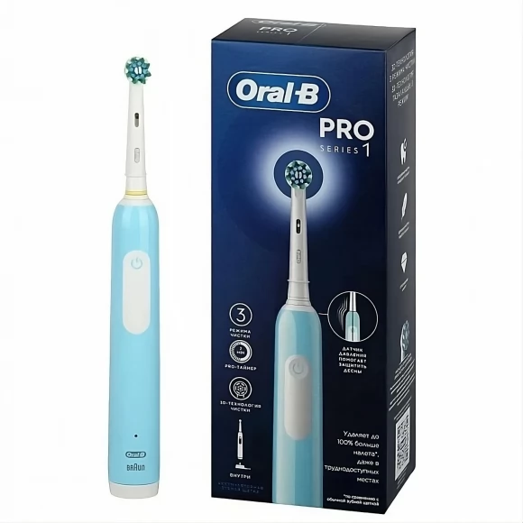 Электрическая зубная щётка Oral-B Pro Series 1, Бирюзовая, 1 сменная насадка+Насадки Oral-B CrossAction EB50RB-4, 4 шт