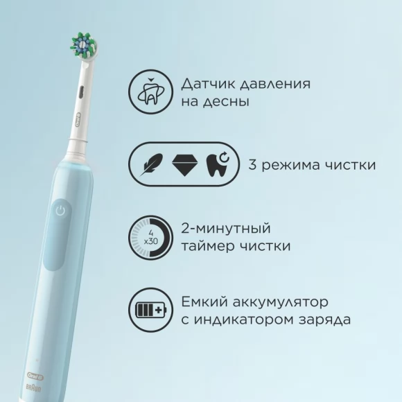 Электрическая зубная щётка Oral-B Pro Series 1, Бирюзовая, 1 сменная насадка+Насадки Oral-B CrossAction EB50RB-4, 4 шт