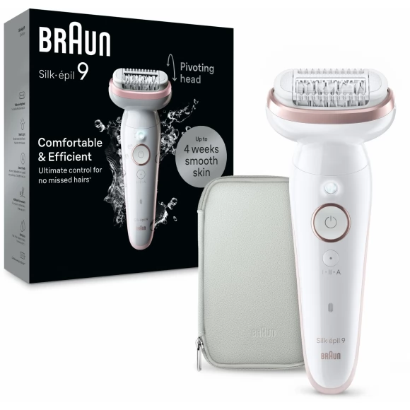 Эпилятор Braun S9 SES 9-000 Flamingo SmartTouch тип 5380 белый/розовый с косметичкой