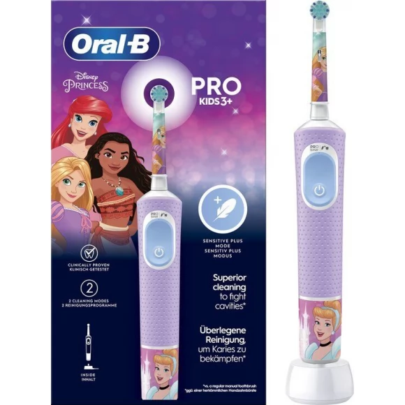 Детская электрическая зубная щетка Oral-B Vitality Kids Princess "Принцессы" D100.413.2K (EB10S)