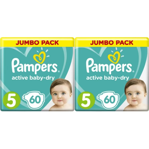 Подгузники Pampers Active Baby-Dry Junior (11-16 кг) Джамбо, 60+60 (120 шт)