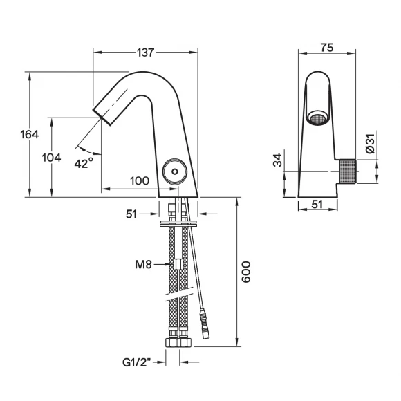 Смеситель Santek Космо для раковины WH5A06019N001, электронный, черный матовый