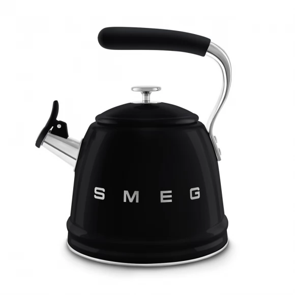 Чайник для плиты SMEG CKLW2001BL со свистком, черный, 2,3л