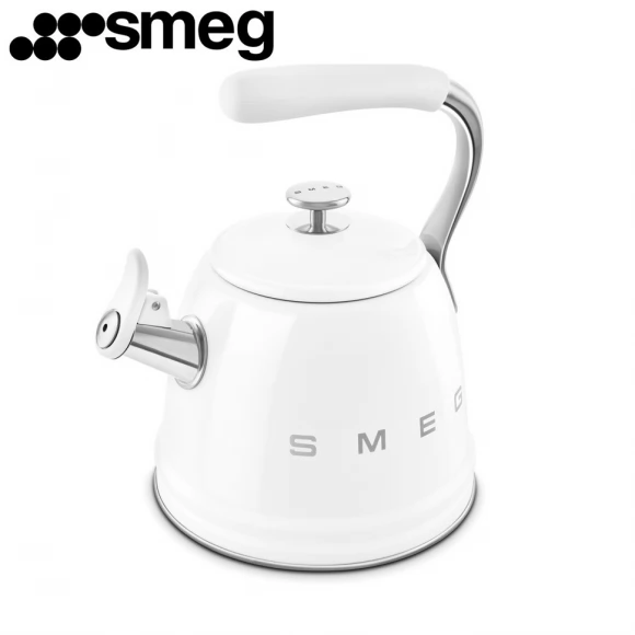 Чайник для плиты SMEG CKLW2001WH со свистком, белый, 2,3л