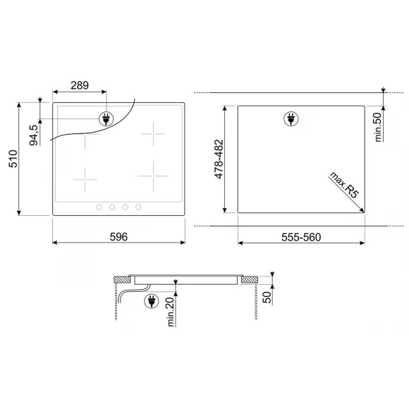 Варочная панель индукционная SMEG SI964NM черный